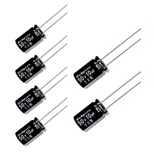 6 pcs Rubycon YXM 50v 10uf Electrolytic Capacitor 105 Long life
