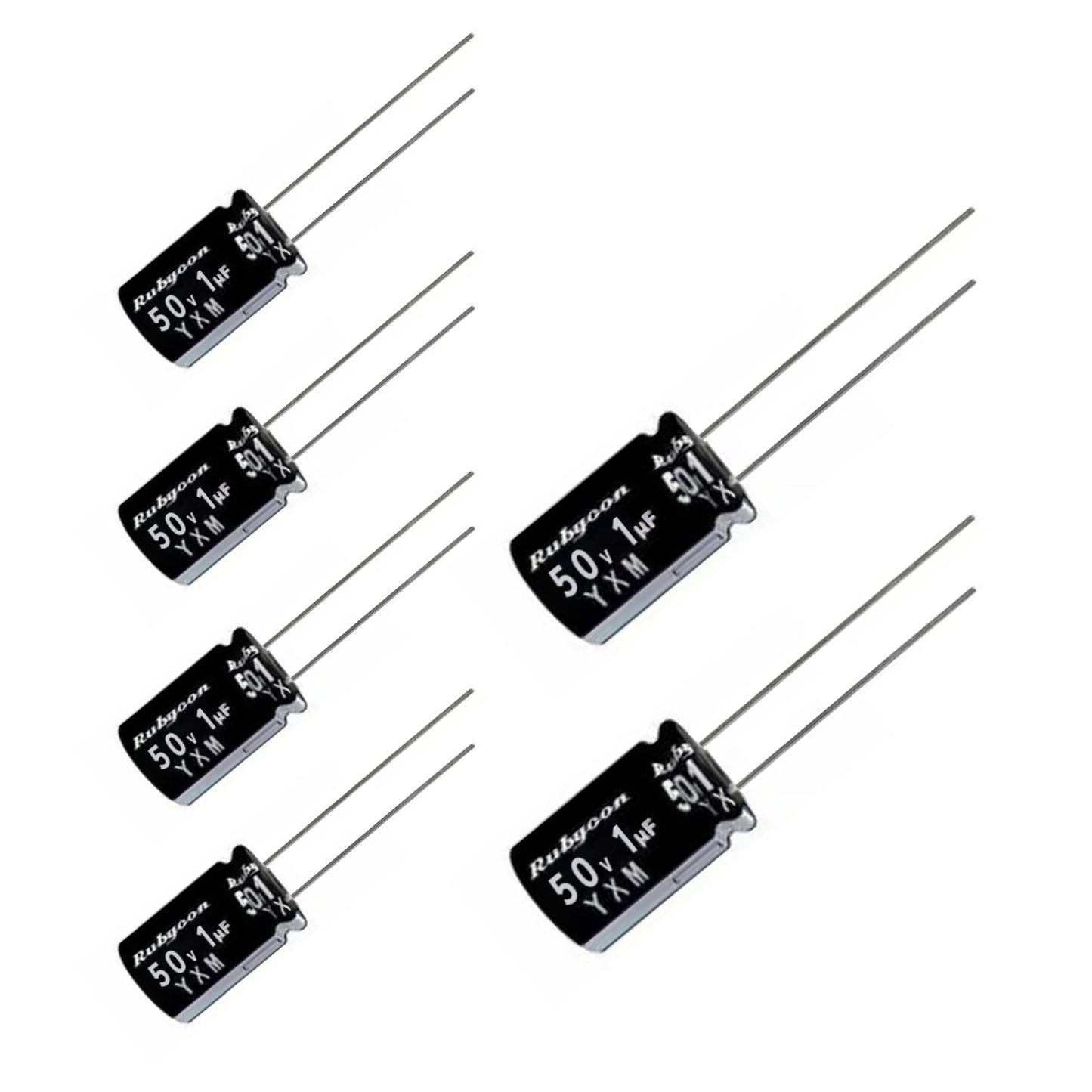 6 pcs Rubycon YXM 50v 1uf Electrolytic Capacitor 105 Long life