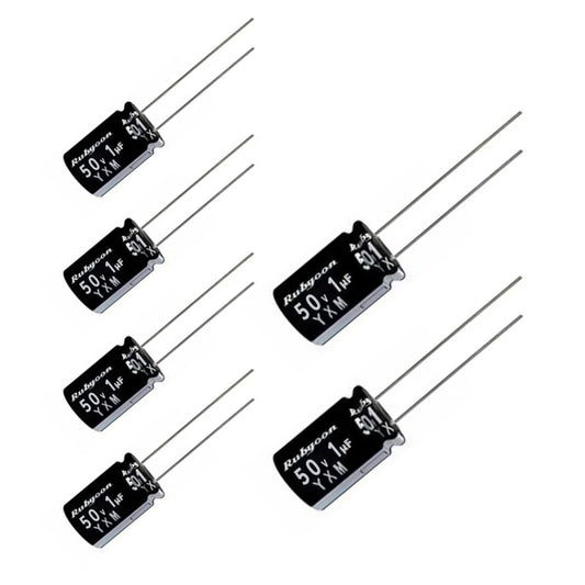 6 pcs Rubycon YXM 50v 1uf Electrolytic Capacitor 105 Long life